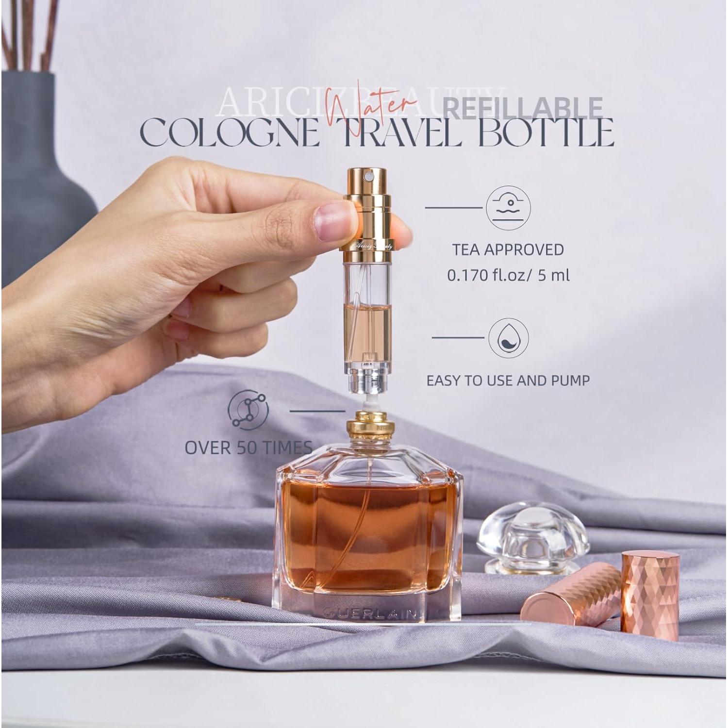 Atomizador de Perfume Recargable AricizBeauty 5ml Dorado Rosado