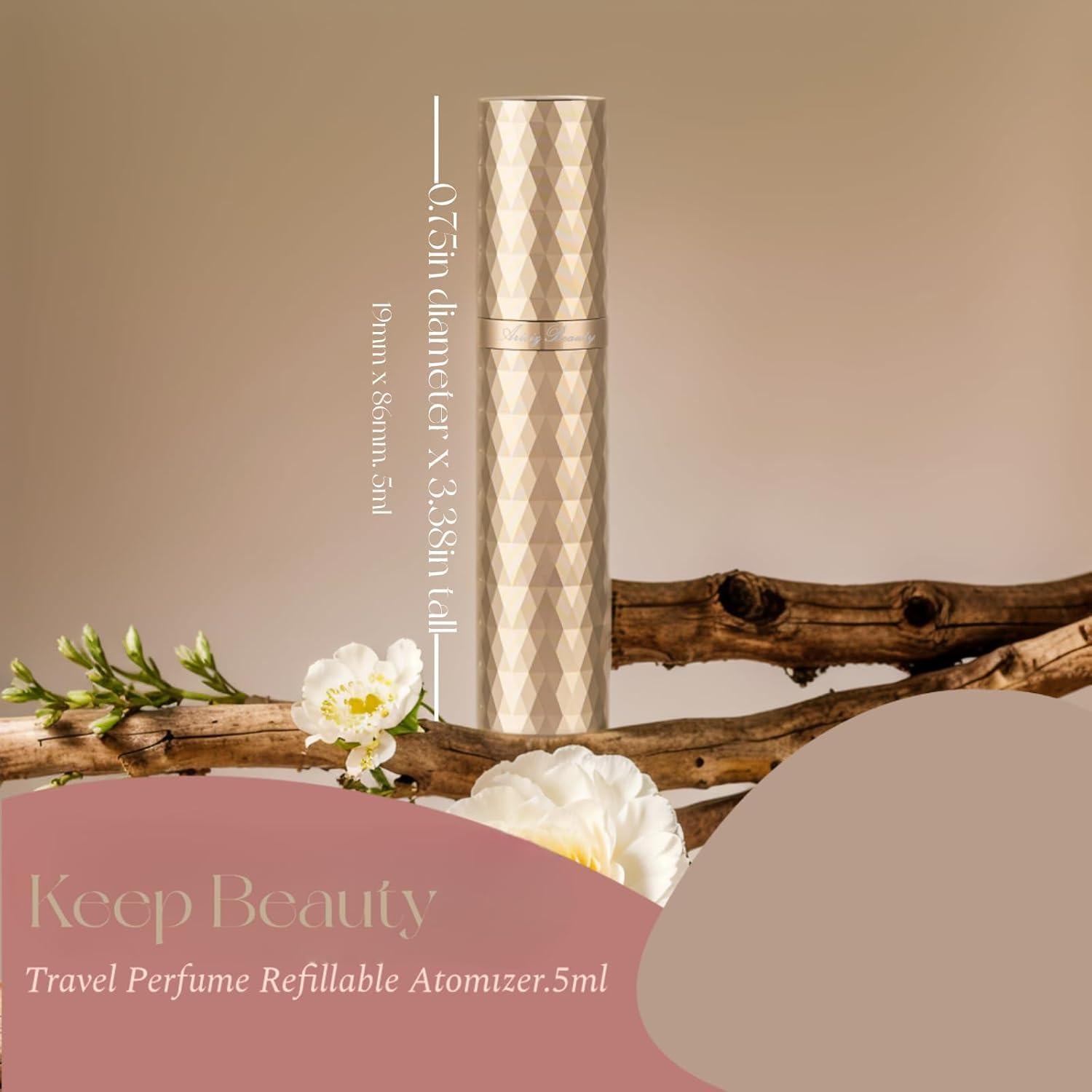 Atomizador de Perfume Recargable AricizBeauty 5ml Dorado Rosado