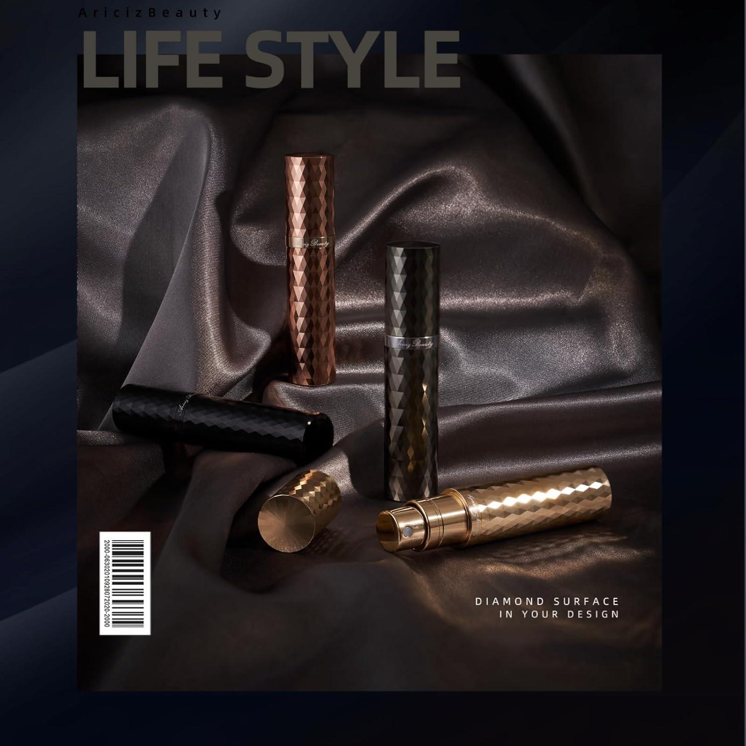 Atomizador de Perfume Recargable AricizBeauty 5ml Dorado Rosado