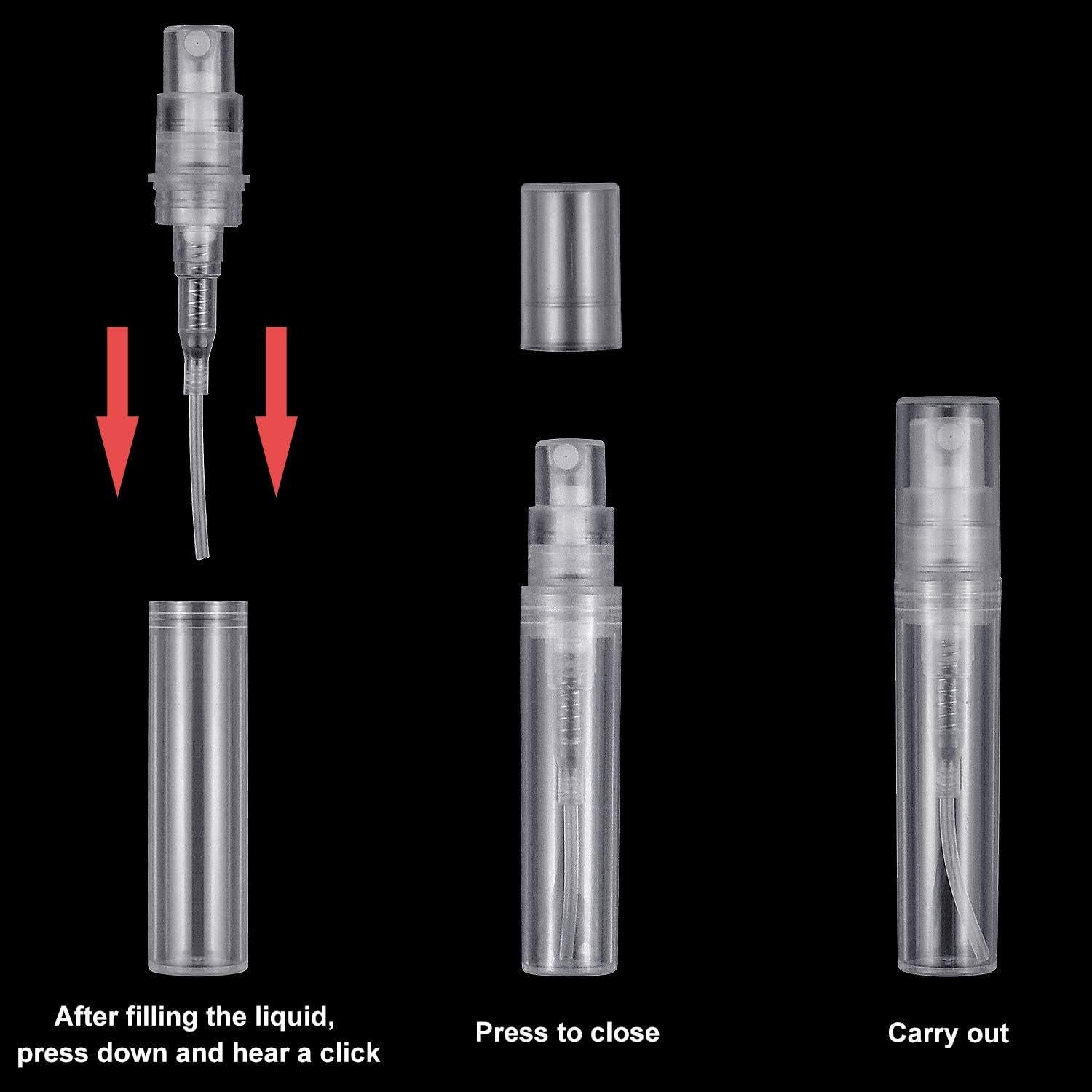 50 Mini Atomizadores de Perfume Thyores 3ml Plástico Transparente