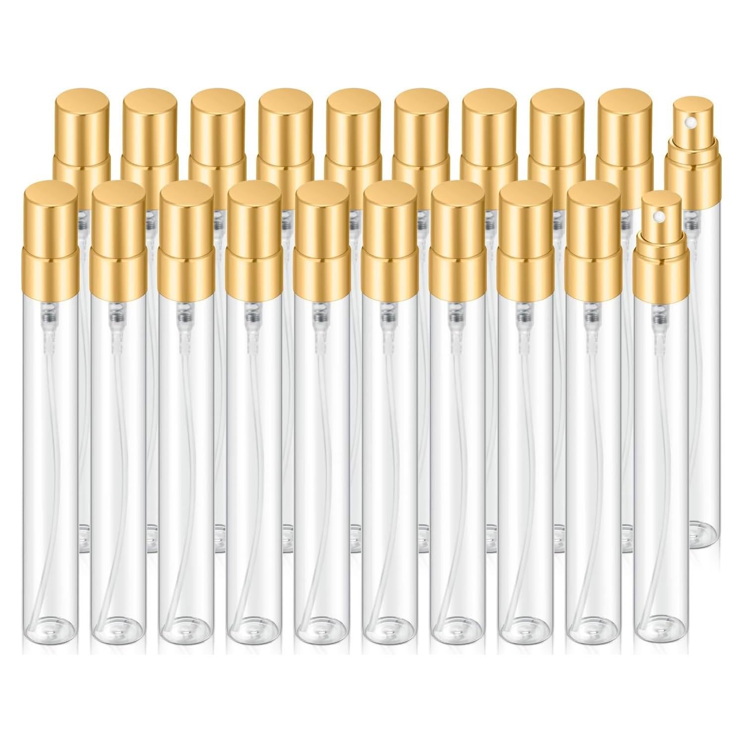 20 Botellas de Spray de Vidrio 10ml Jxcmeng con Tapas Doradas