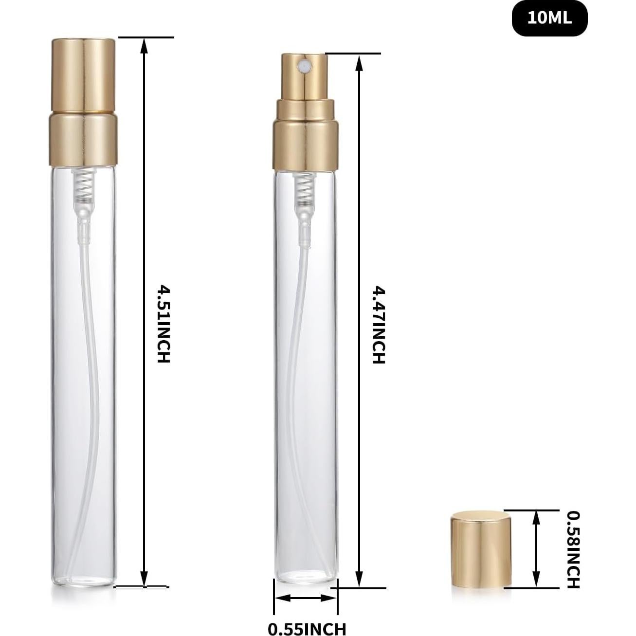 20 Botellas de Spray de Vidrio 10ml Jxcmeng con Tapas Doradas