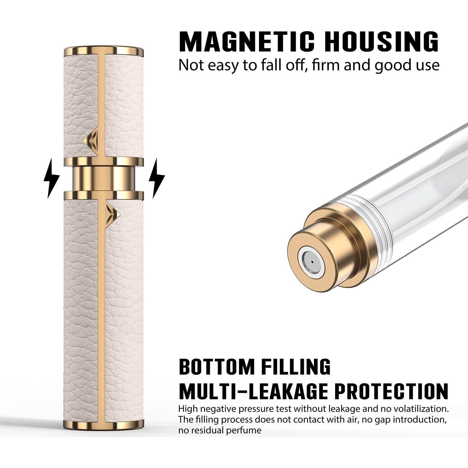 Atomizador de Perfume Rellenable 3zorqinron 8ml Cuero Blanco