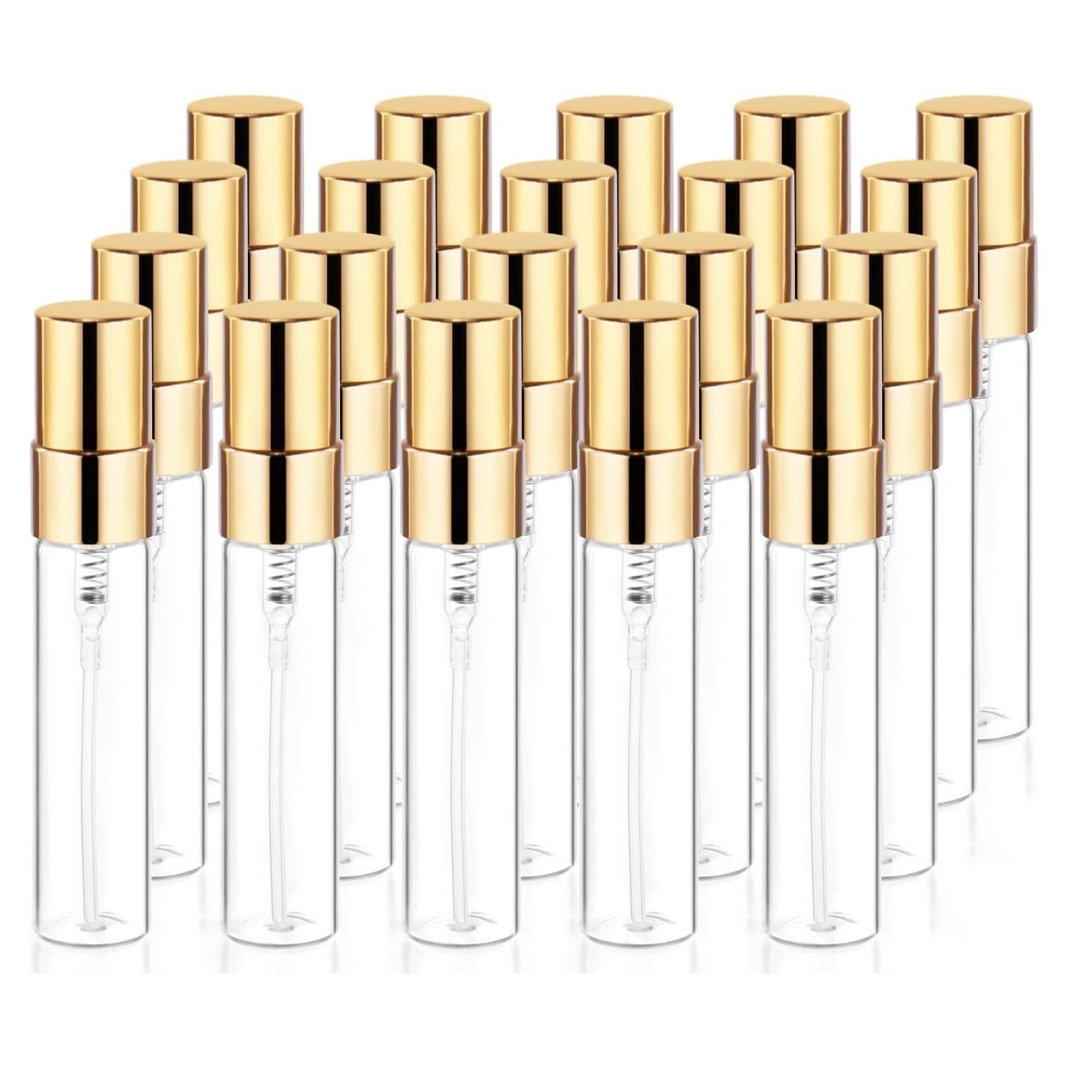 20 Botellas de Spray de Vidrio 5ml BOSMIOW Reutilizables Doradas