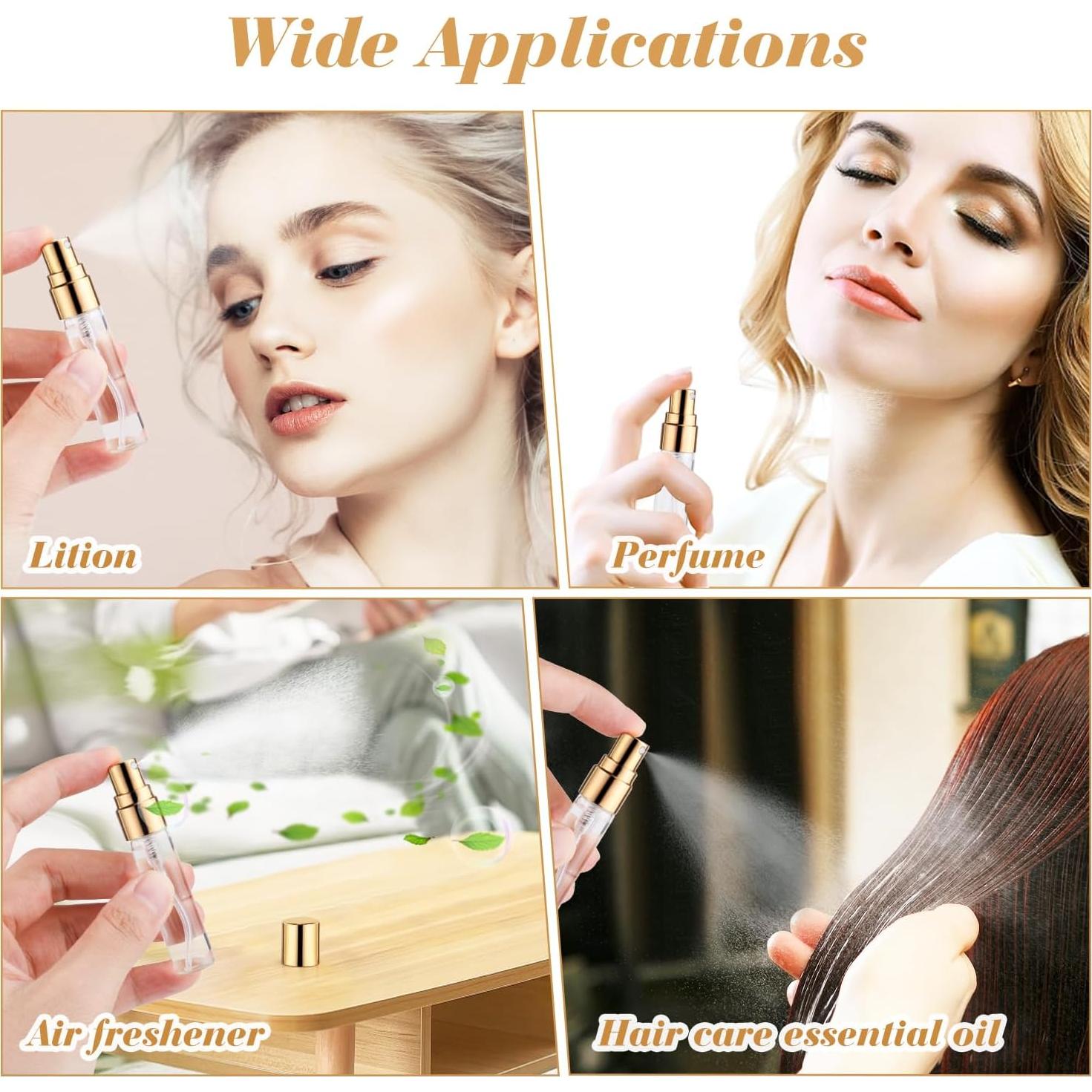 20 Botellas de Spray de Vidrio 5ml BOSMIOW Reutilizables Doradas