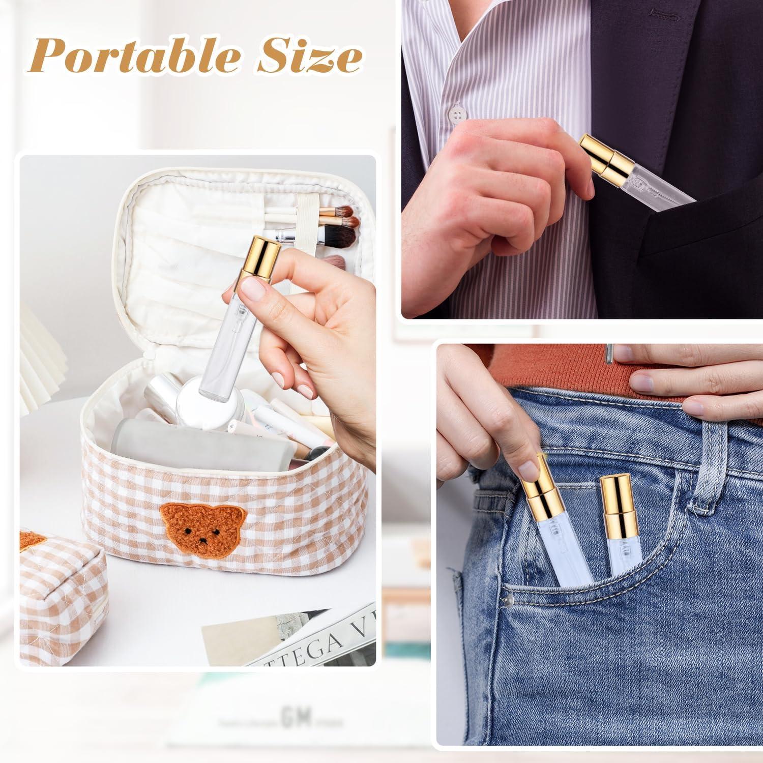 20 Botellas de Spray de Vidrio 5ml BOSMIOW Reutilizables Doradas