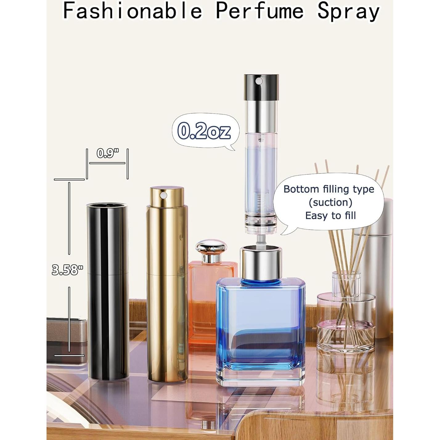 Botella de Perfume Recargable WODETIM 5ml Negro Brillante