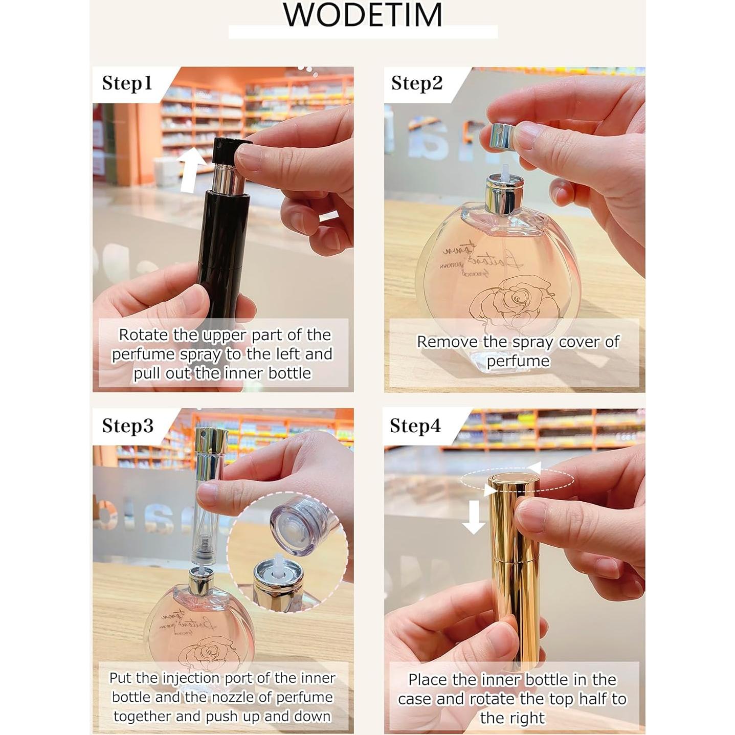 Botella de Perfume Recargable WODETIM 5ml Negro Brillante