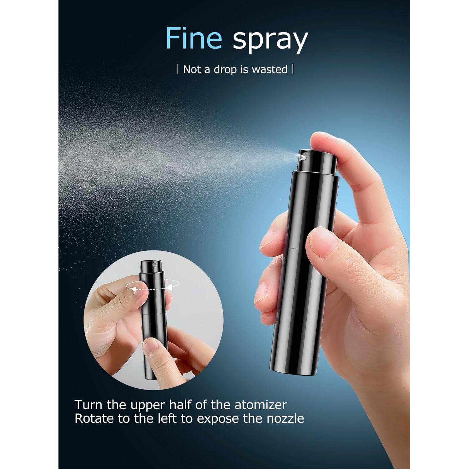 Botella de Perfume Recargable WODETIM 5ml Negro Brillante