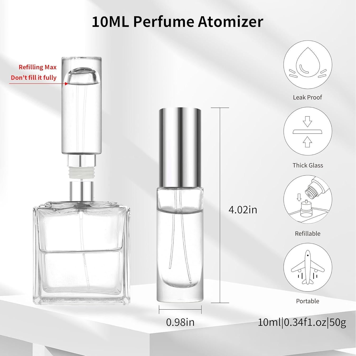 Atomizador de Perfume Rellenable MUB 10ml a Prueba de Fugas