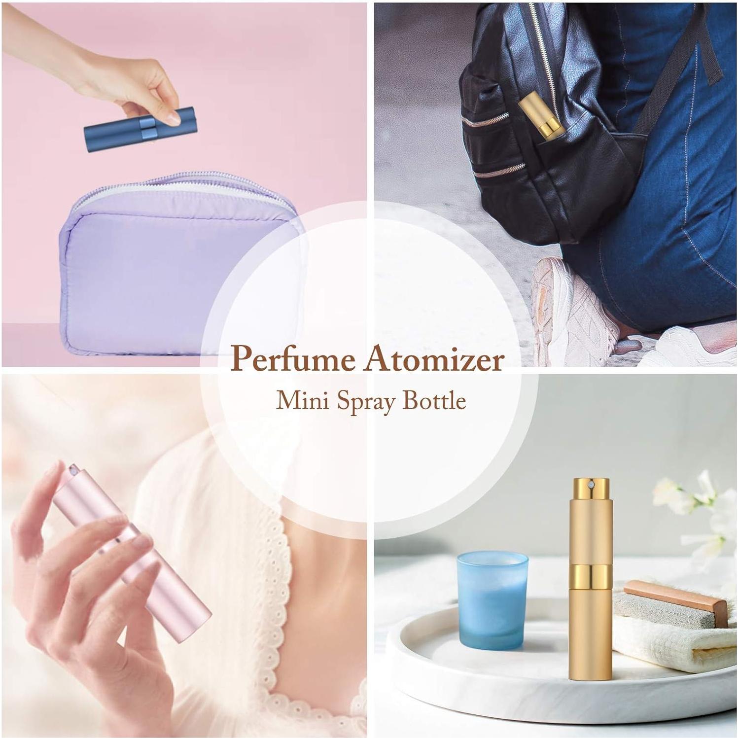 Atomizador de Perfume Rellenable Tekson 2PCS 8ml Negro y Rosa