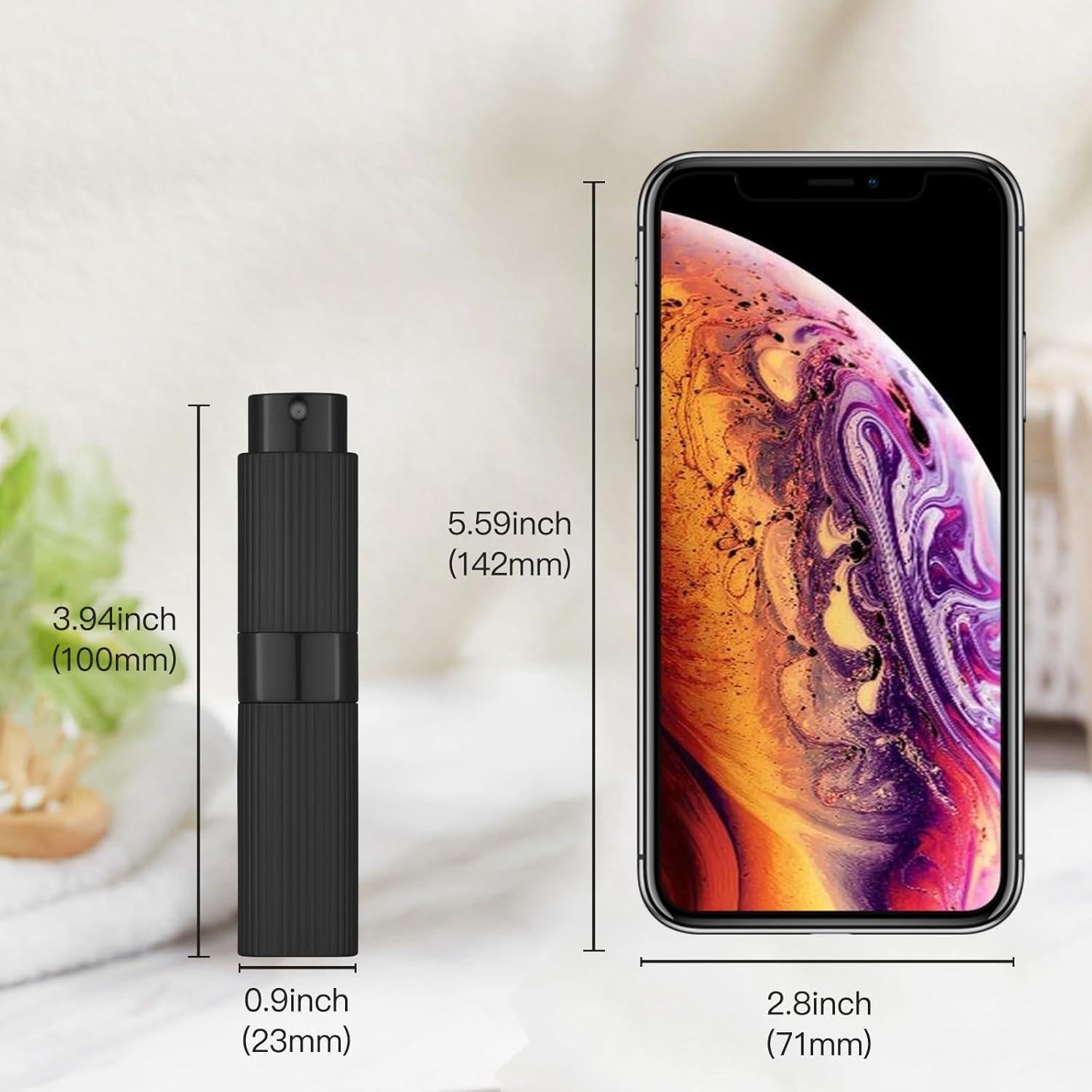 Atomizador de Perfume Rellenable Tekson 2PCS 8ml Negro y Rosa