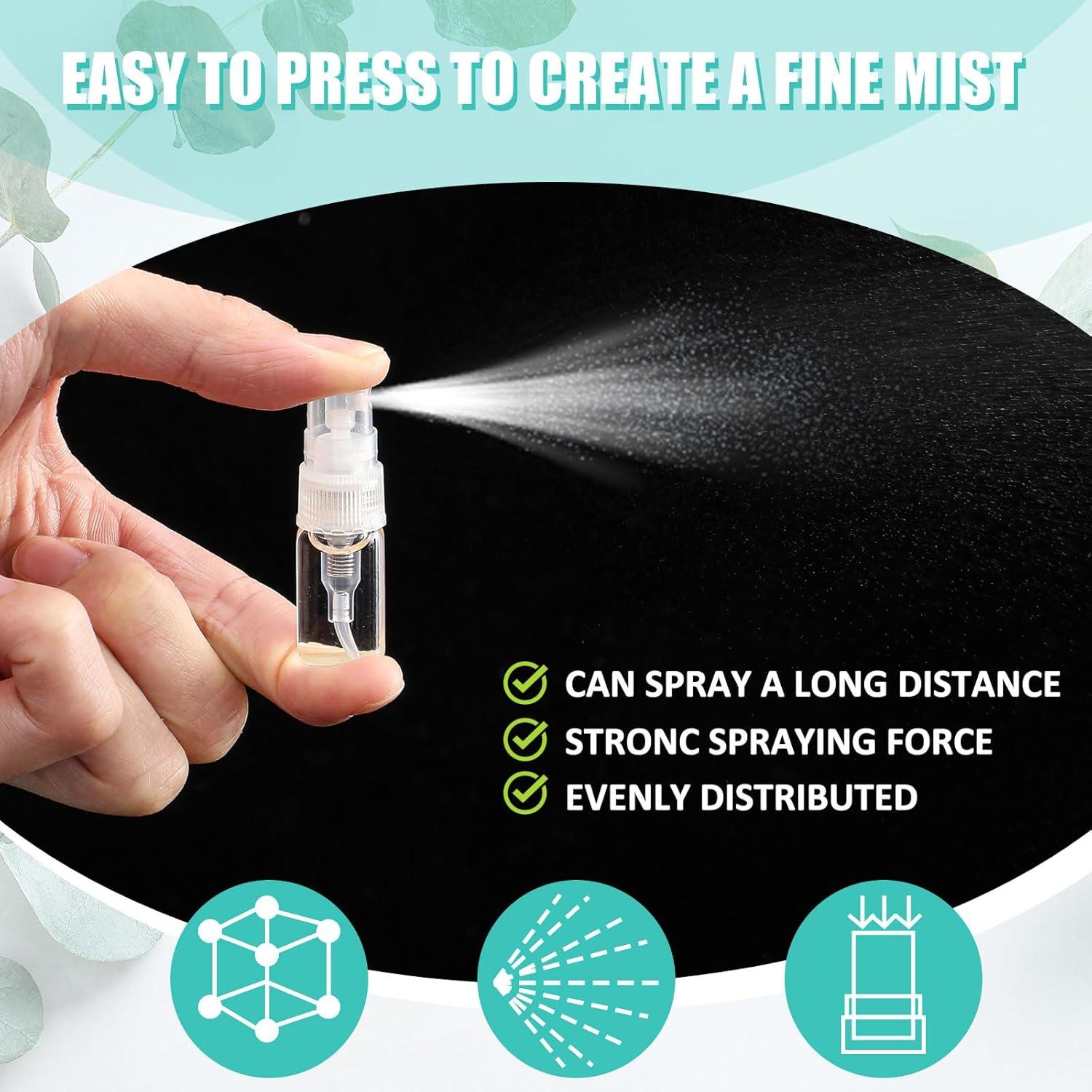 50 Mini Botellas de Spray 2 ml Zhehao Vidrio Transparente