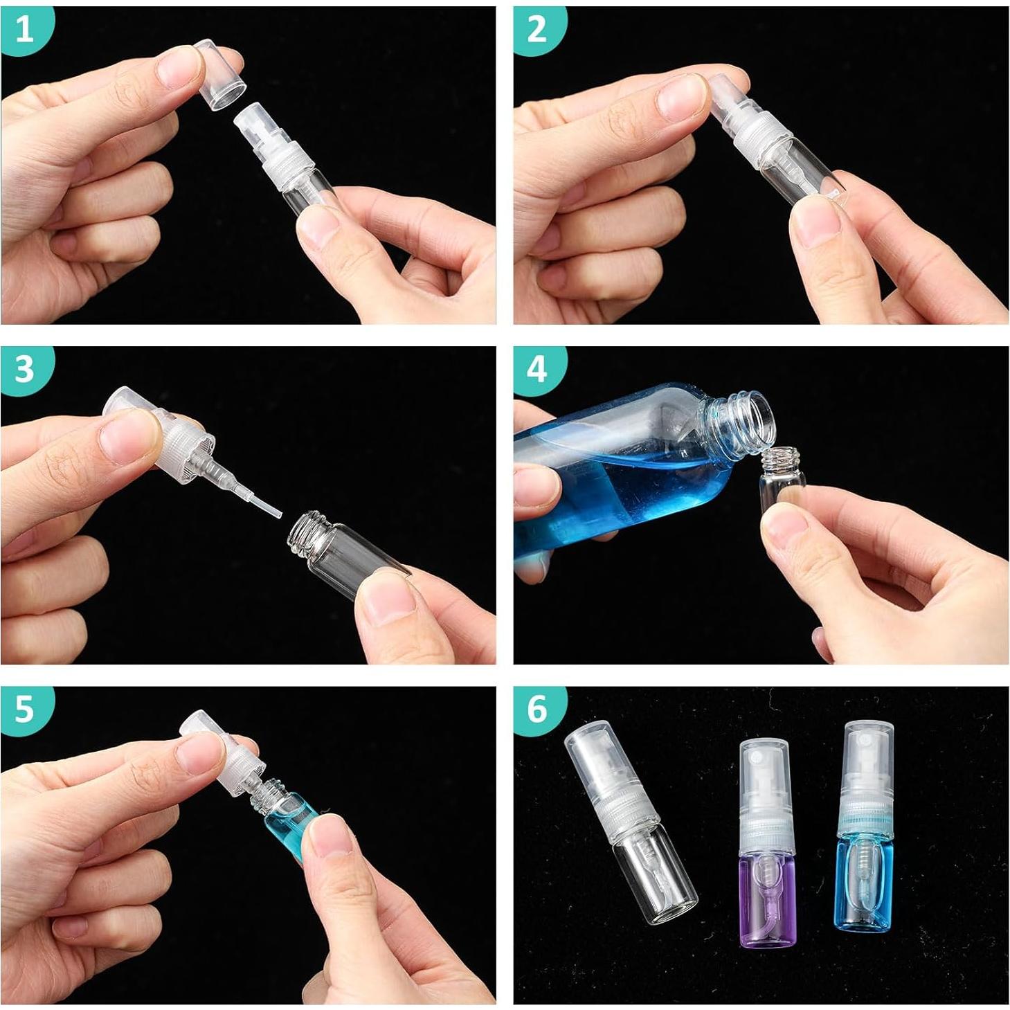 50 Mini Botellas de Spray 2 ml Zhehao Vidrio Transparente