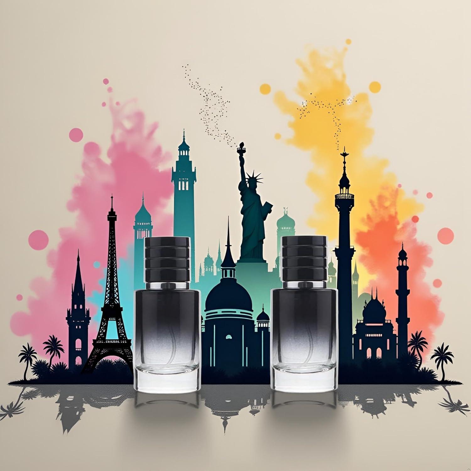 Set de 2 Botellas de Spray de Vidrio 30ml Jizlan Negro Portátil