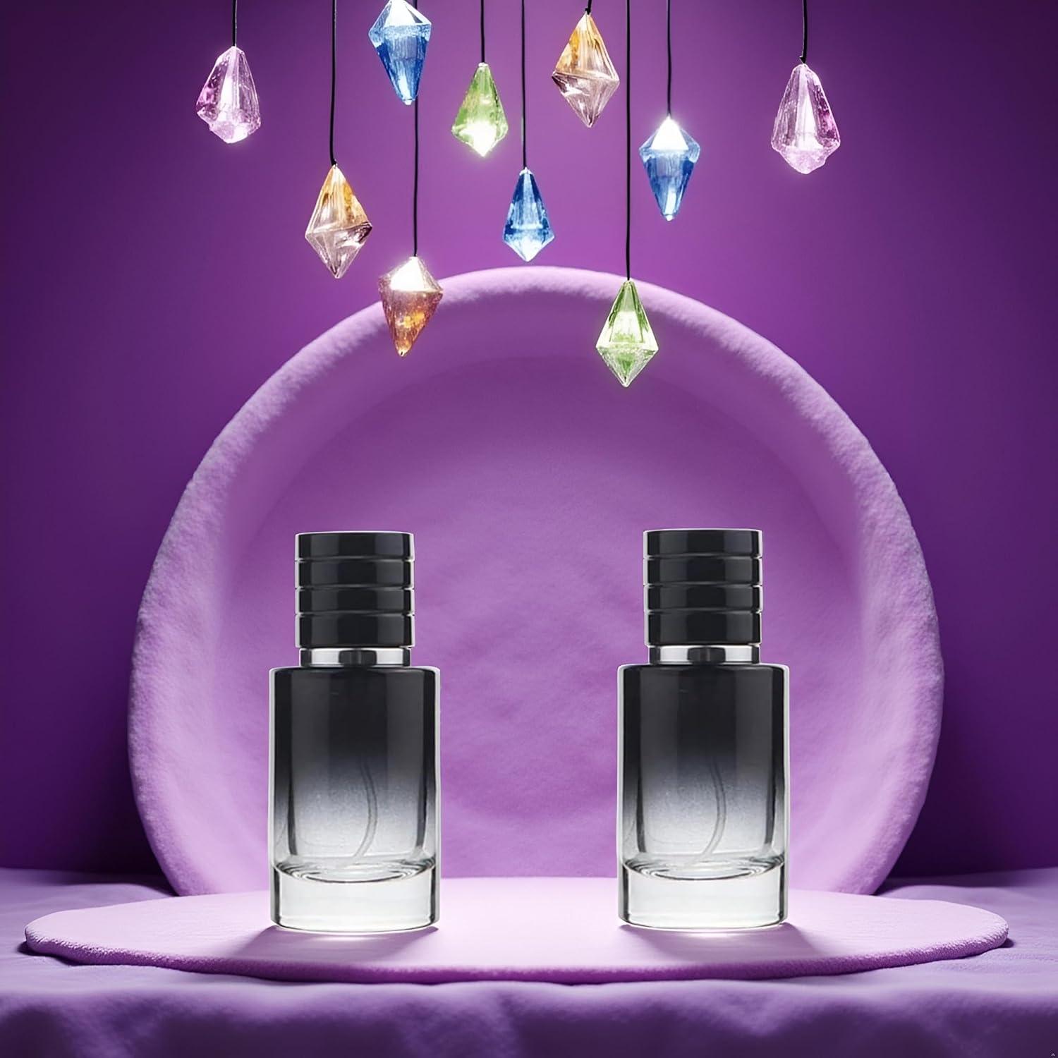 Set de 2 Botellas de Spray de Vidrio 30ml Jizlan Negro Portátil