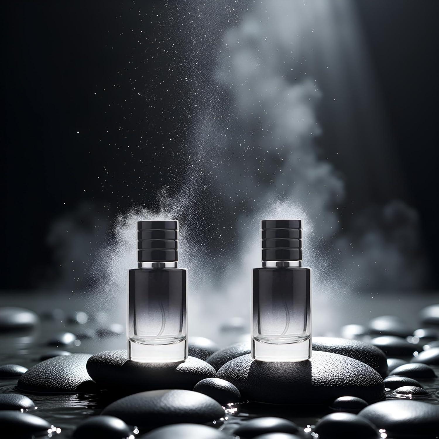 Set de 2 Botellas de Spray de Vidrio 30ml Jizlan Negro Portátil