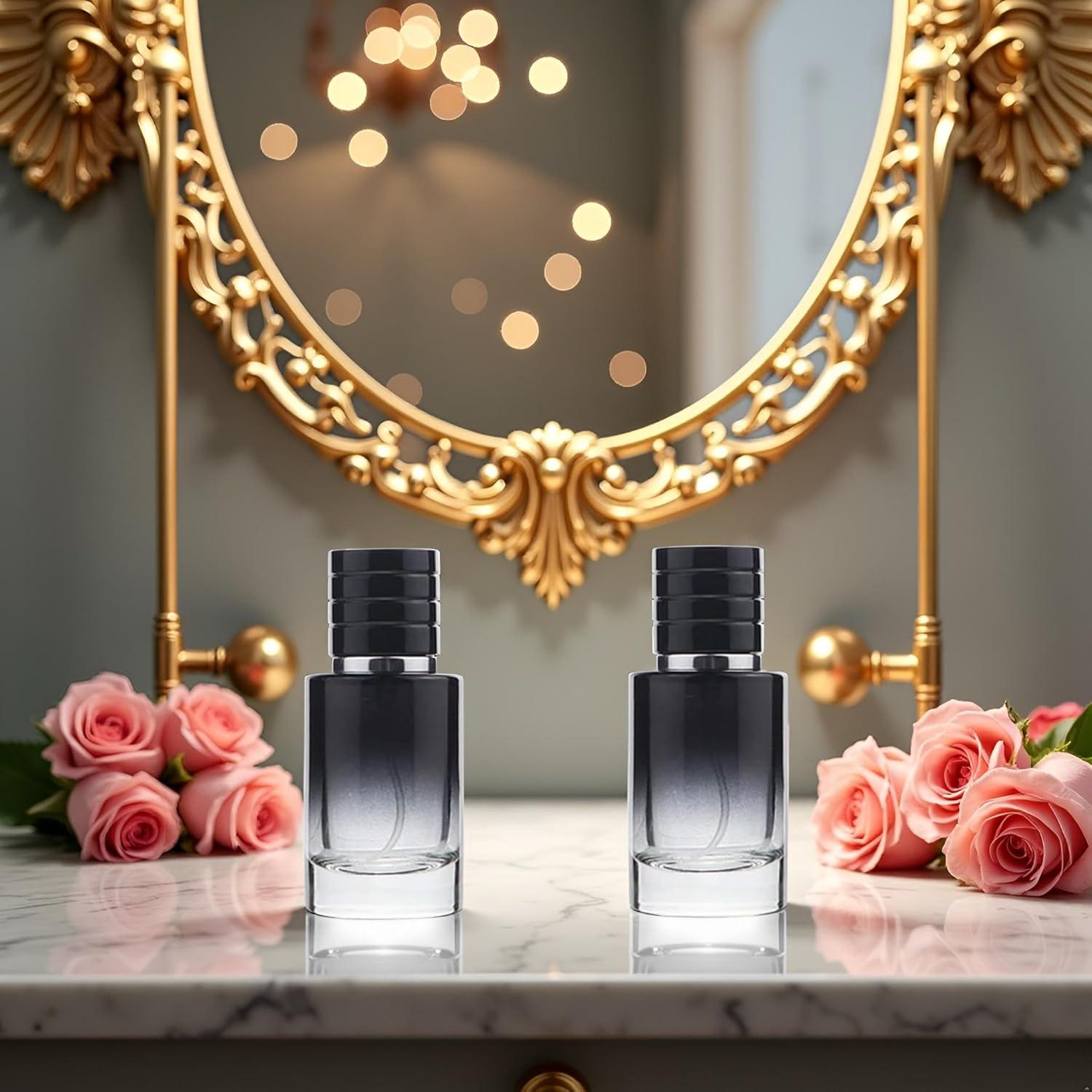 Set de 2 Botellas de Spray de Vidrio 30ml Jizlan Negro Portátil