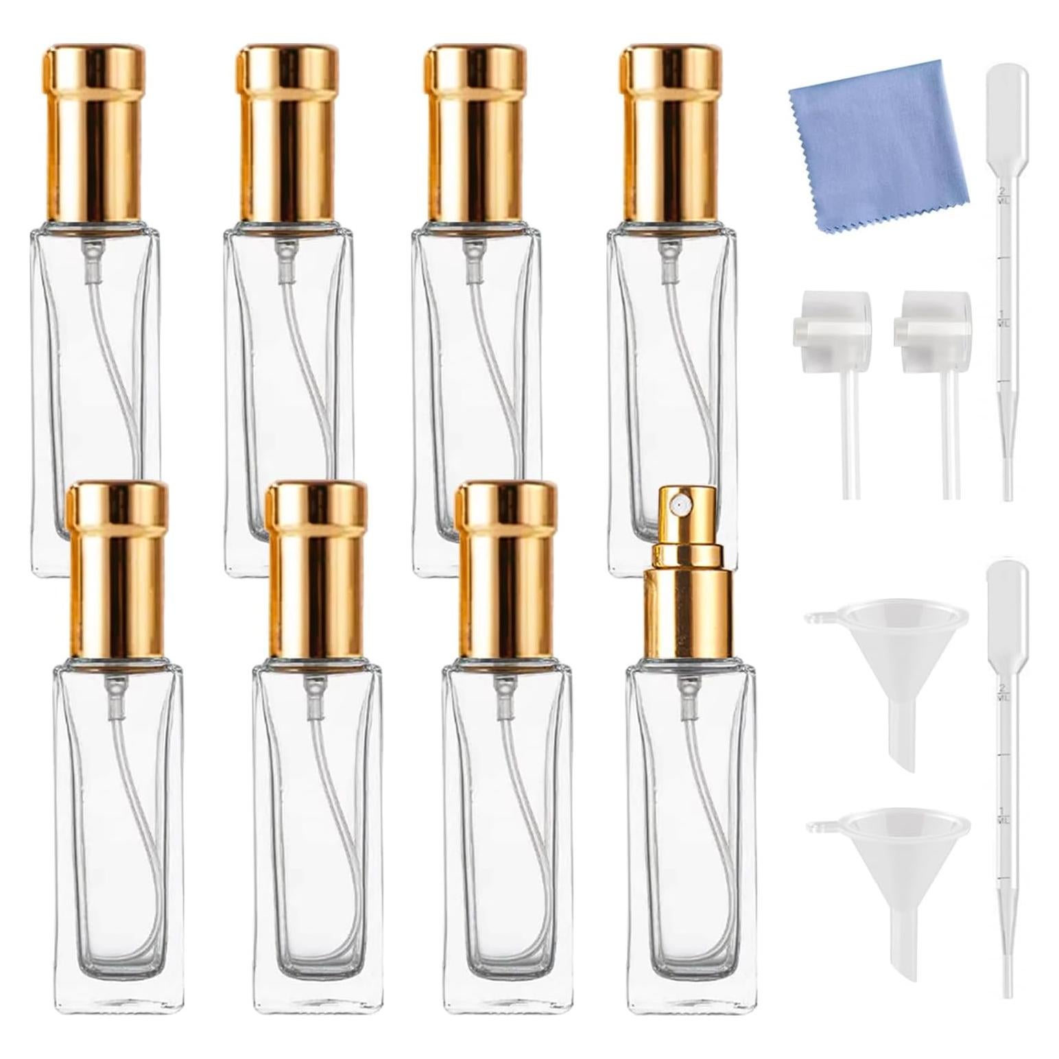 8 Botellas de Spray de Perfume AGENIZ 10ml Vidrio Dorado