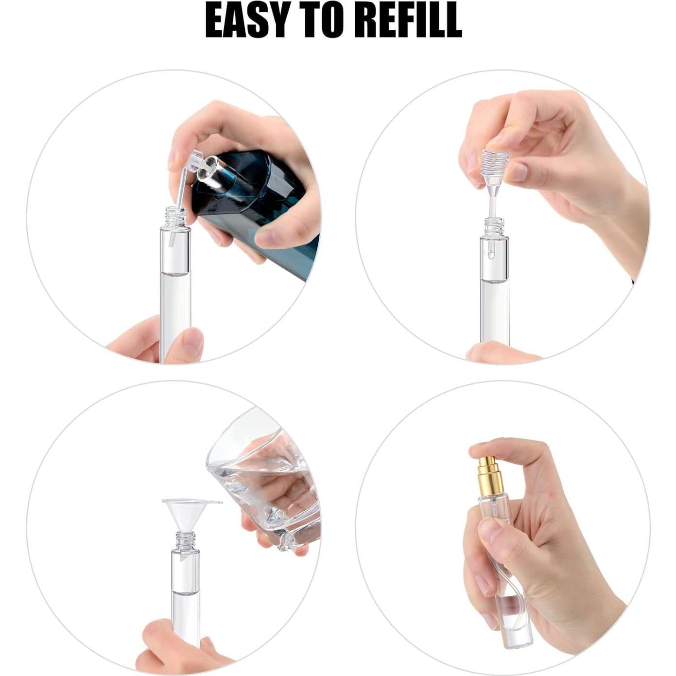 Kit de Botellas de Spray de Vidrio 10ml Akane - 8 Piezas Negras