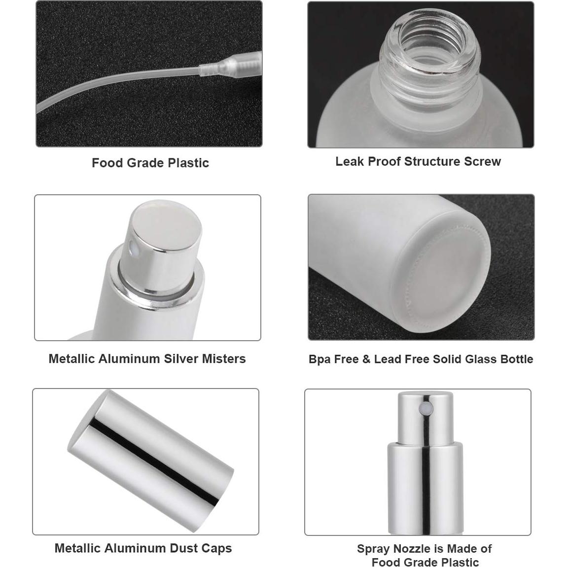Botellas de Spray de Vidrio Esmerilado 100ml - 2 Pack con Accesorios