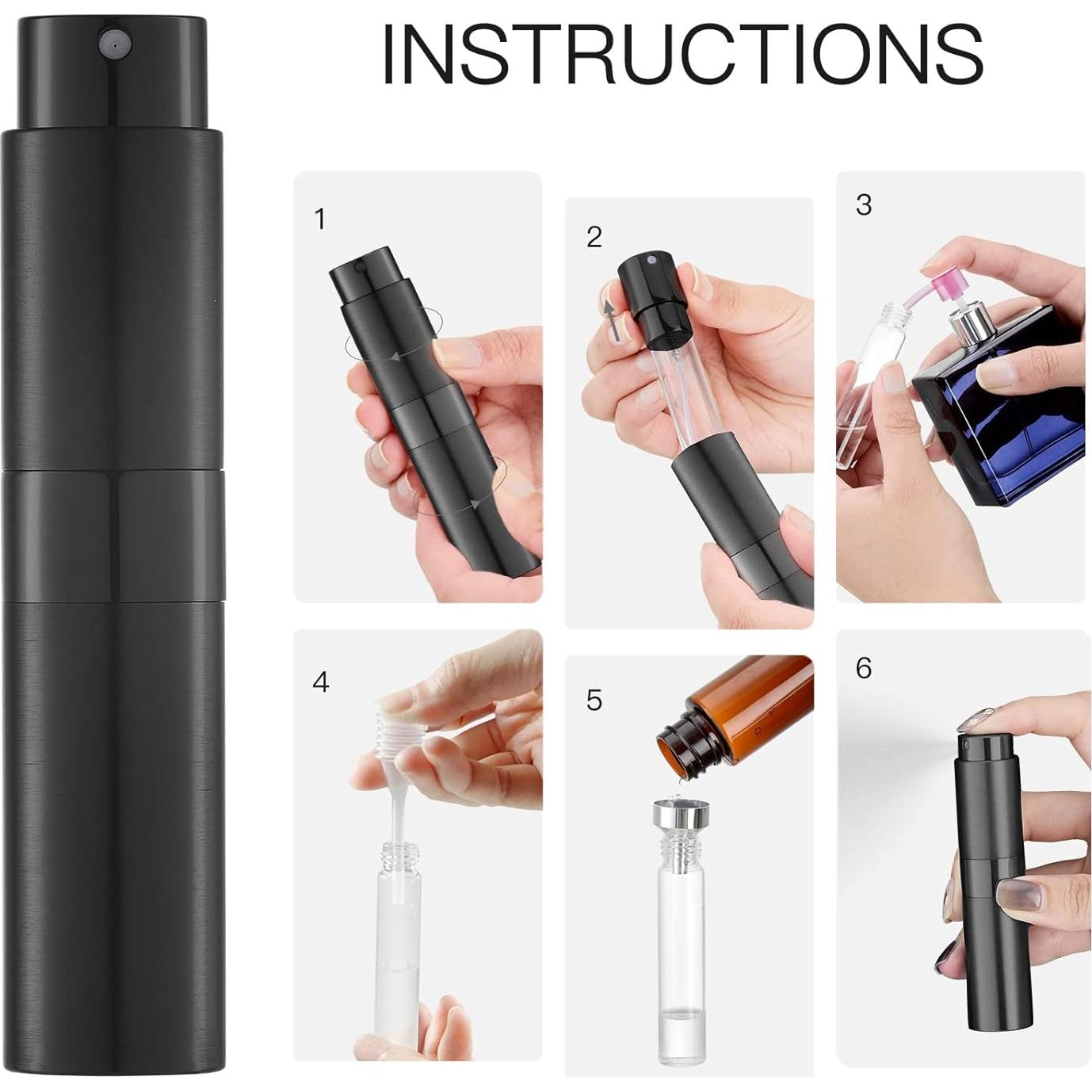 Botella de Spray Atomizador 8ml LISAPACK Recargable Negra