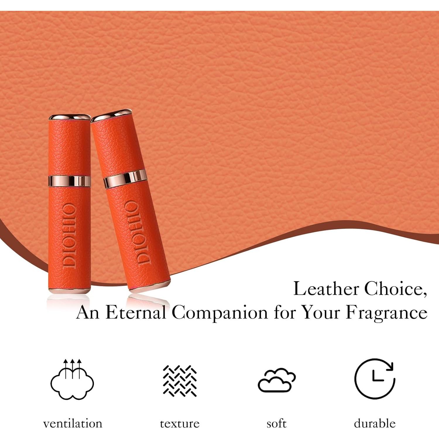 5ml Perfume Atomizer Travel Refillable,Mini Cologne Dispenser, Bottom-Filling Fragrances Perfumes Bottle,Portable Sprayer Pocket Size for Women Men Cruise Car Trip Gift(Orange)