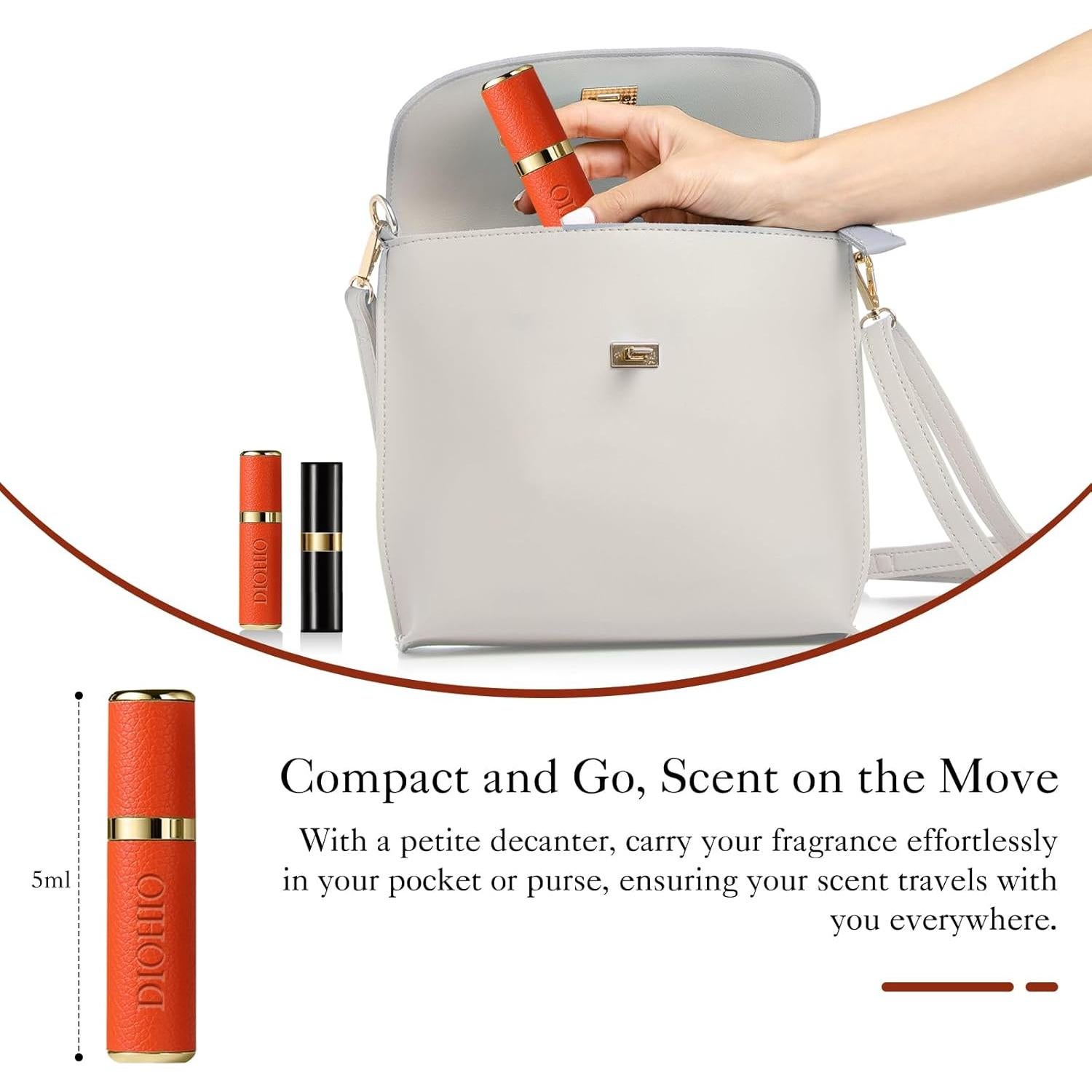 5ml Perfume Atomizer Travel Refillable,Mini Cologne Dispenser, Bottom-Filling Fragrances Perfumes Bottle,Portable Sprayer Pocket Size for Women Men Cruise Car Trip Gift(Orange)