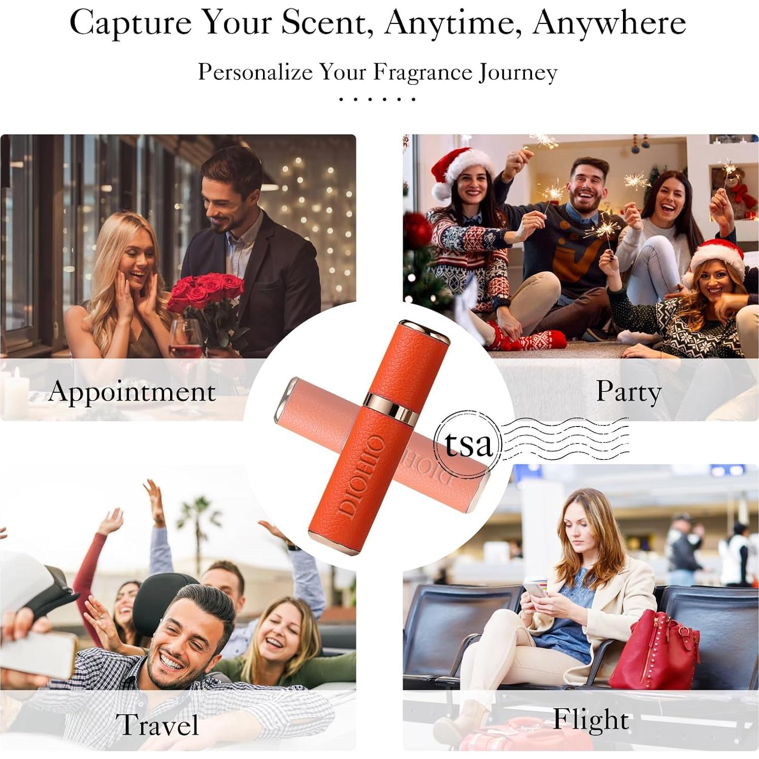 5ml Perfume Atomizer Travel Refillable,Mini Cologne Dispenser, Bottom-Filling Fragrances Perfumes Bottle,Portable Sprayer Pocket Size for Women Men Cruise Car Trip Gift(Orange)