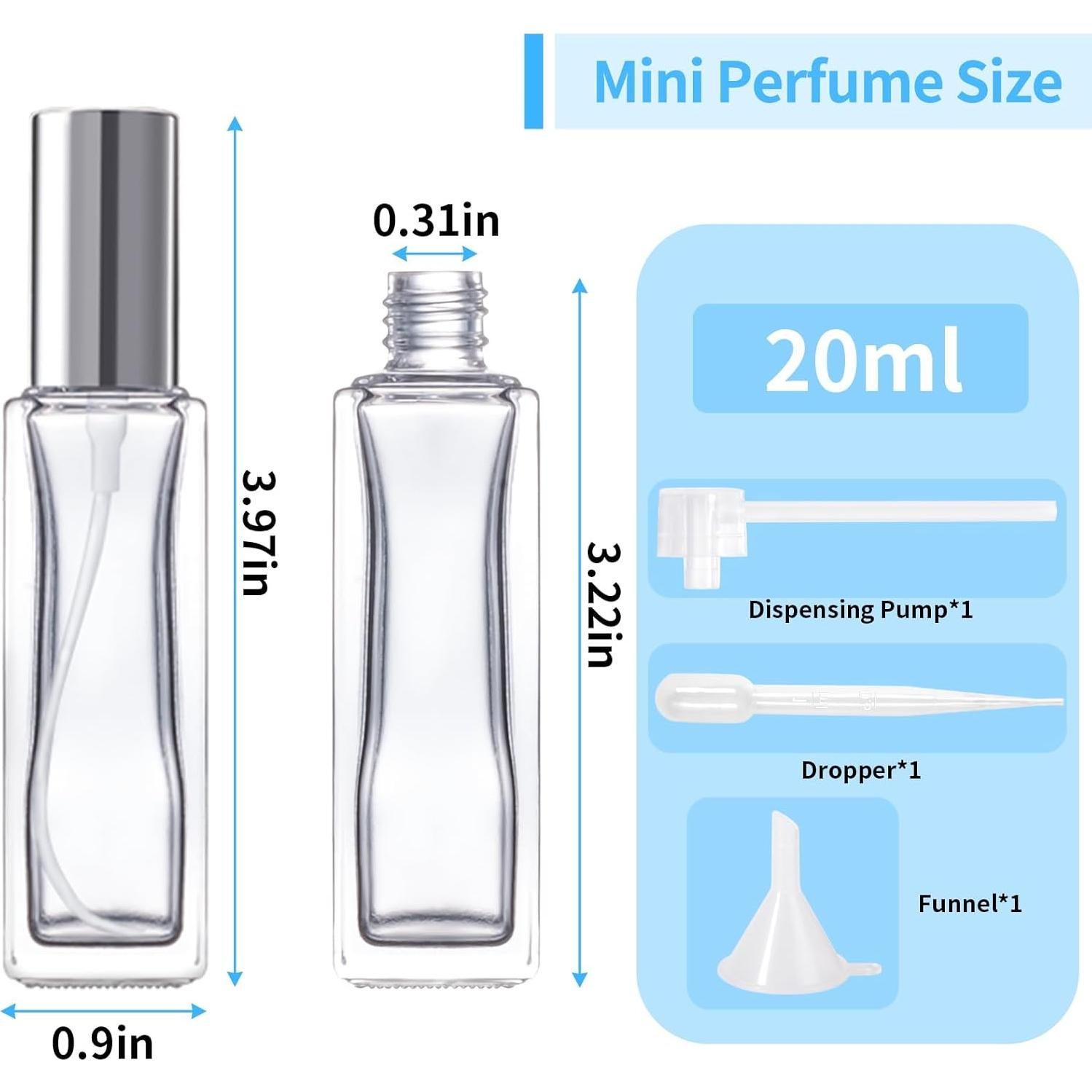 Botella de Perfume Recargable StellaCare 20ml Vidrio Transparente