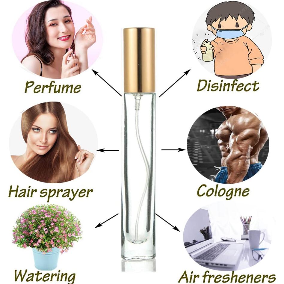 Botellas de Spray Doradas de Vidrio Grueso 10ml 5pcs - Elfenstall