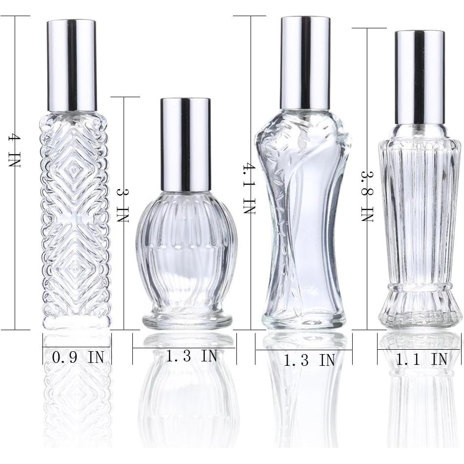 Juego de 4 Botellas de Perfume Recargables H&D 14-15 ML Vidrio