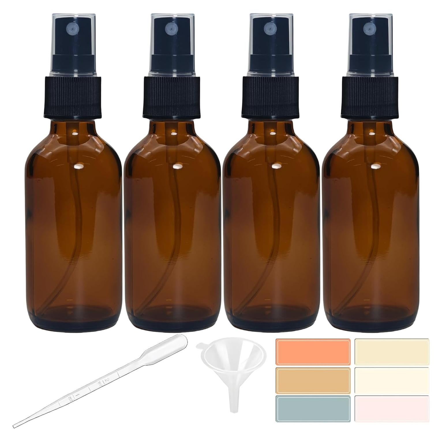 Pack de 4 Botellas de Spray de Vidrio Ámbar 2 oz Zkupanx