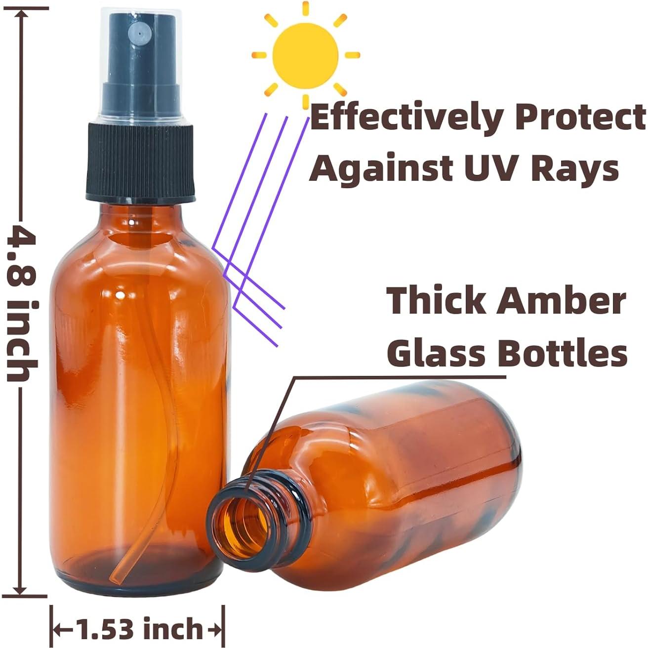 Pack de 4 Botellas de Spray de Vidrio Ámbar 2 oz Zkupanx