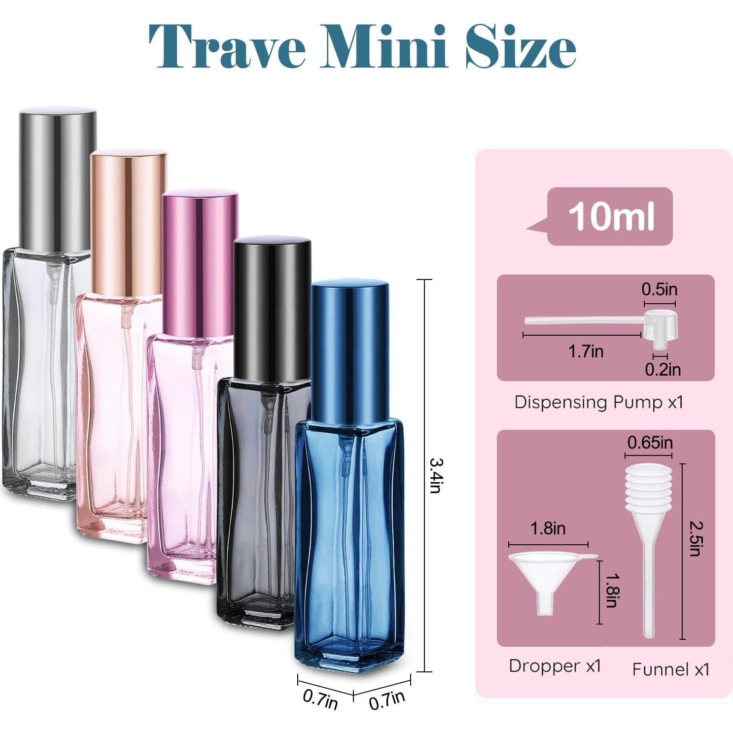 Set de 5 Botellas de Perfume Refillables ILZAR 10ml Vidrio