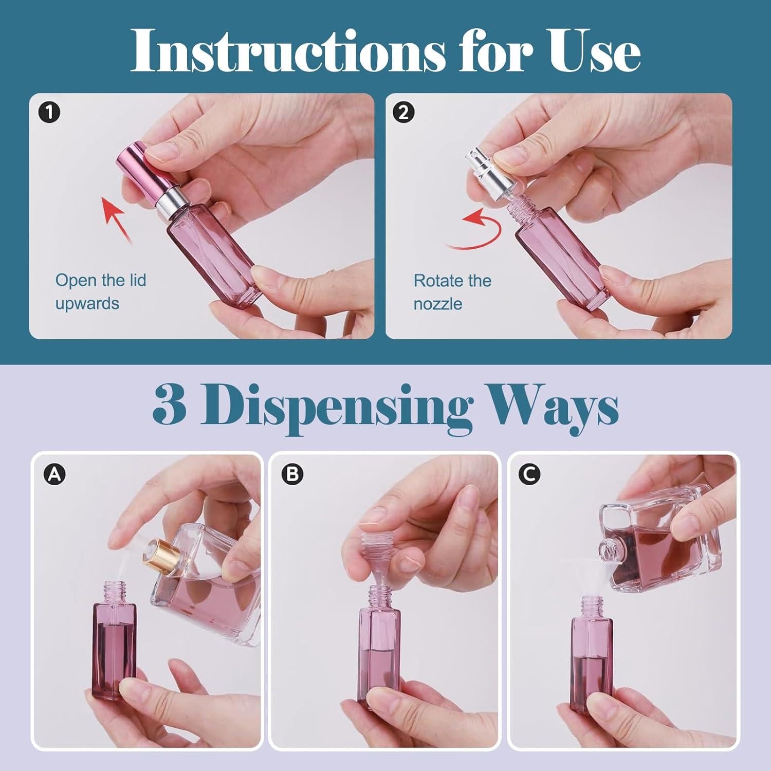 Set de 5 Botellas de Perfume Refillables ILZAR 10ml Vidrio