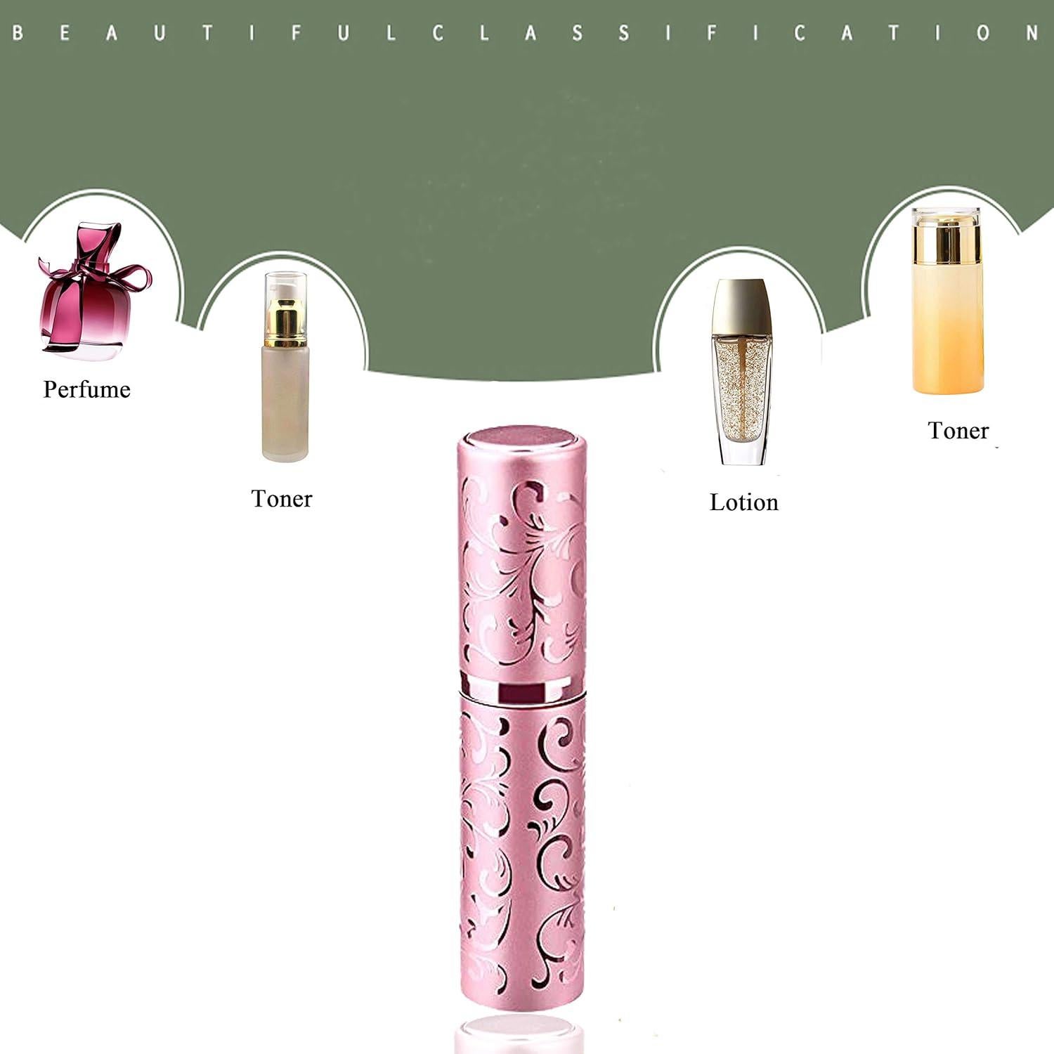 Atomizador de Perfume Recargable ZKSM 10ml Rosa con Embudo