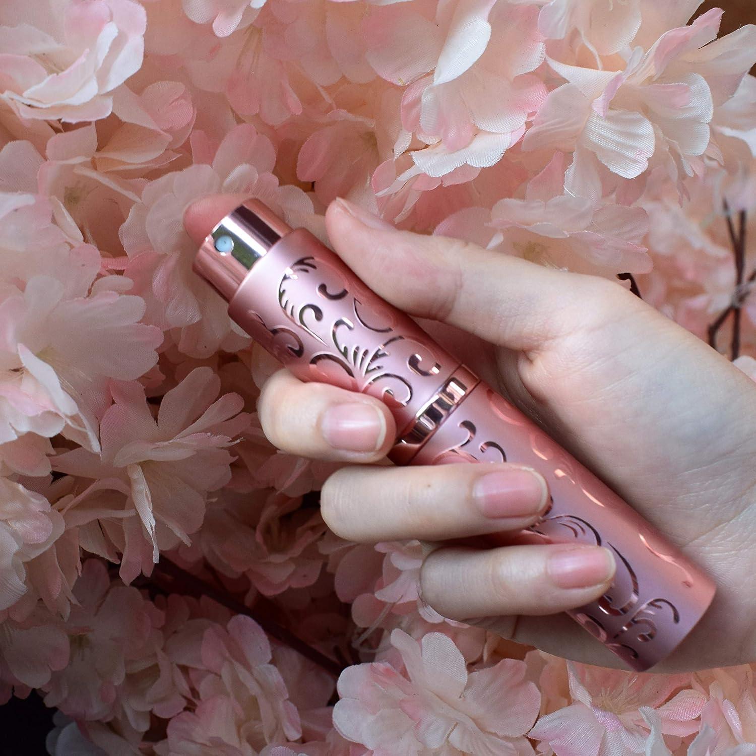 Atomizador de Perfume Recargable ZKSM 10ml Rosa con Embudo