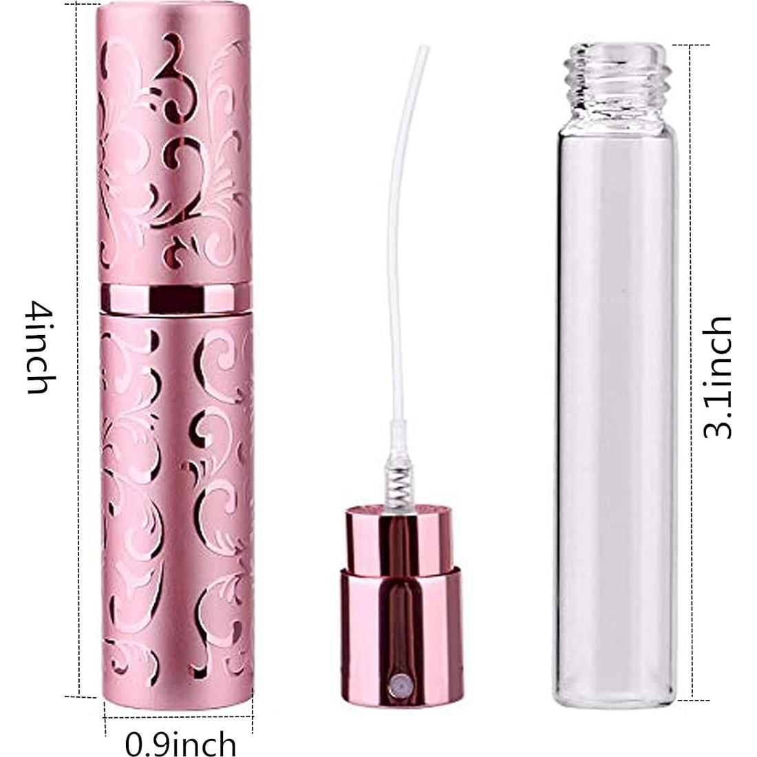 Atomizador de Perfume Recargable ZKSM 10ml Rosa con Embudo