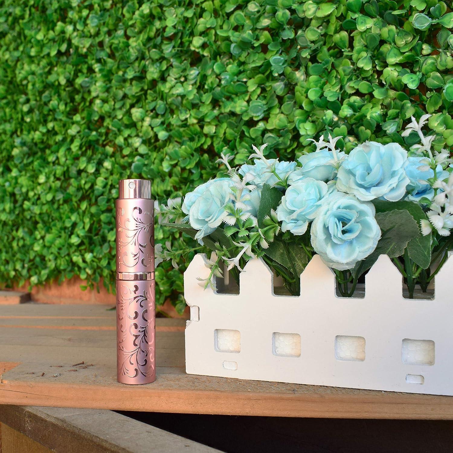 Atomizador de Perfume Recargable ZKSM 10ml Rosa con Embudo