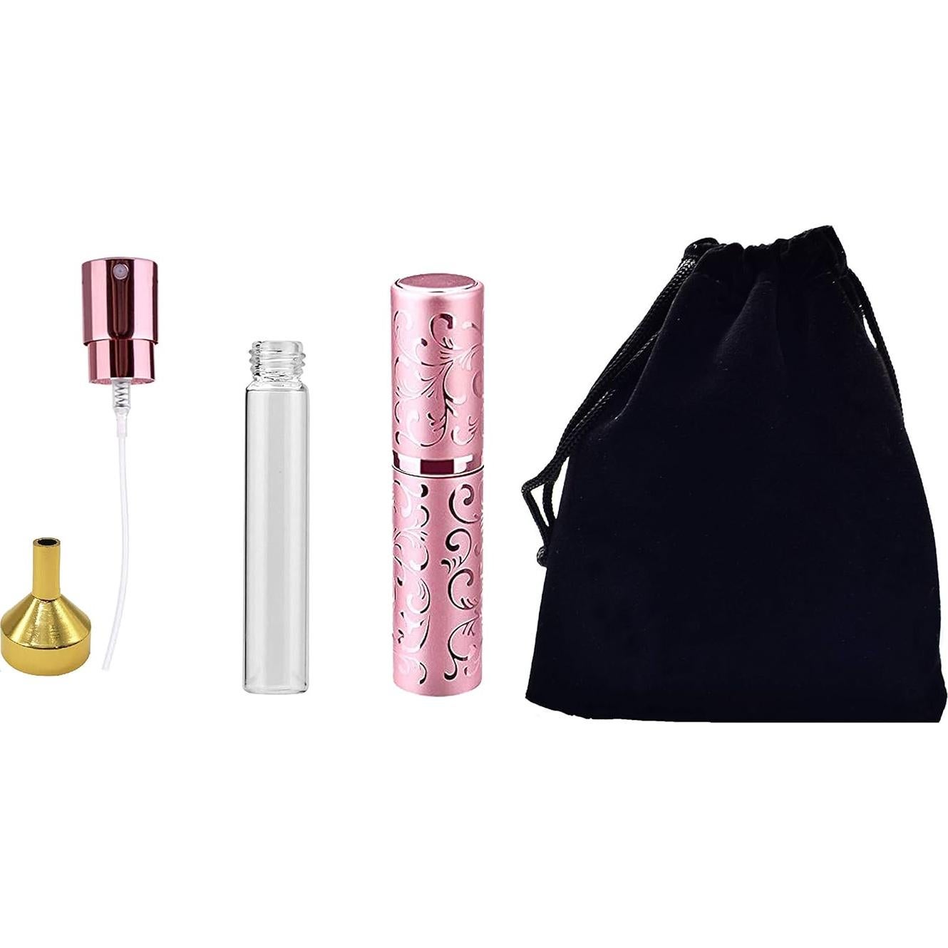 Atomizador de Perfume Recargable ZKSM 10ml Rosa con Embudo