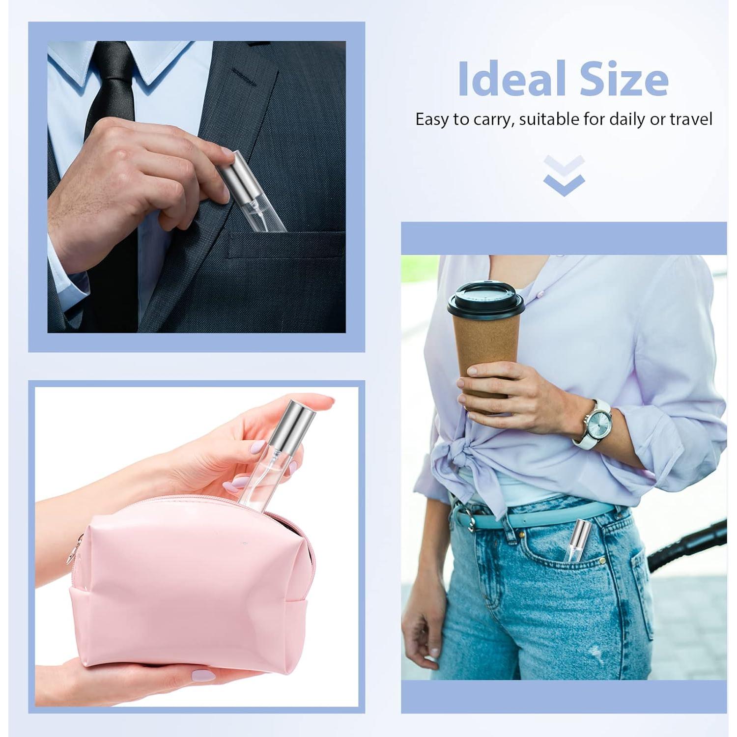 25 Botellas de Spray de Viaje Yinder 10ml Vidrio Plata