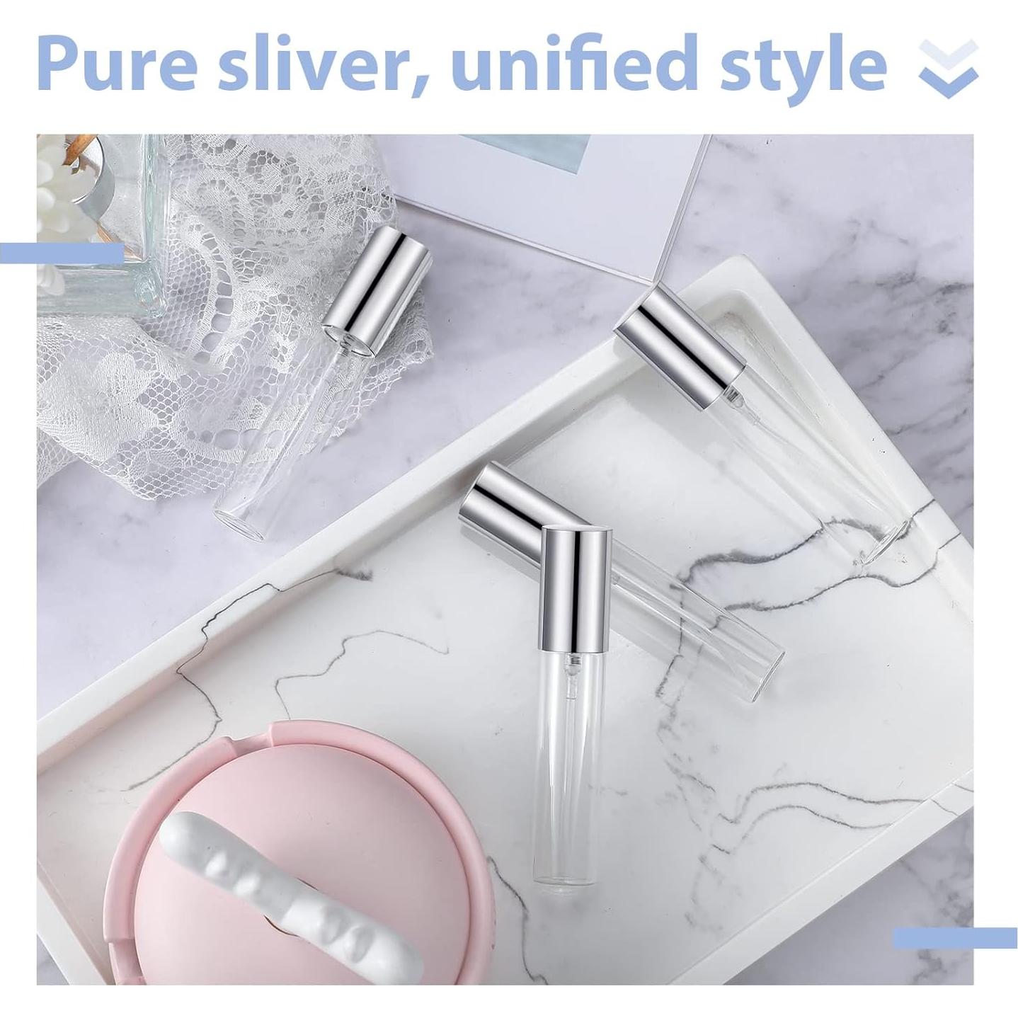 25 Botellas de Spray de Viaje Yinder 10ml Vidrio Plata