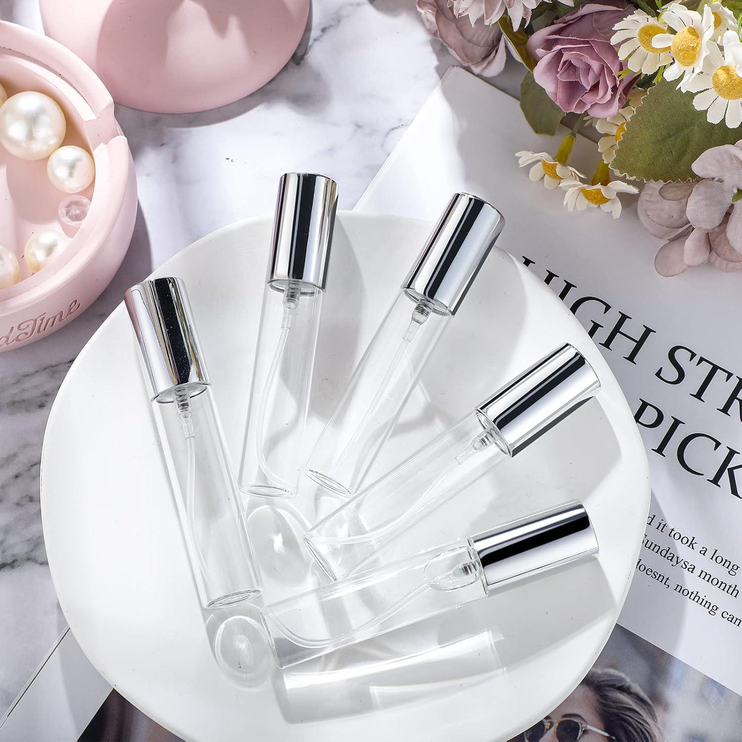 25 Botellas de Spray de Viaje Yinder 10ml Vidrio Plata