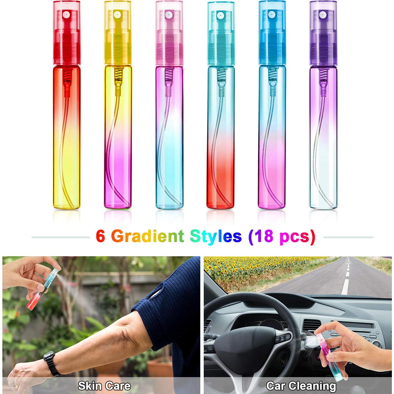 18 Mini Botellas de Spray de Vidrio 8 ml Patelai - Colores Gradientes
