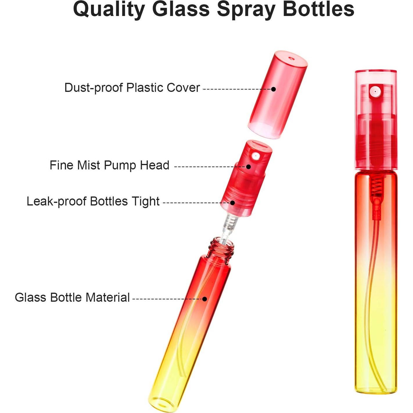 18 Mini Botellas de Spray de Vidrio 8 ml Patelai - Colores Gradientes