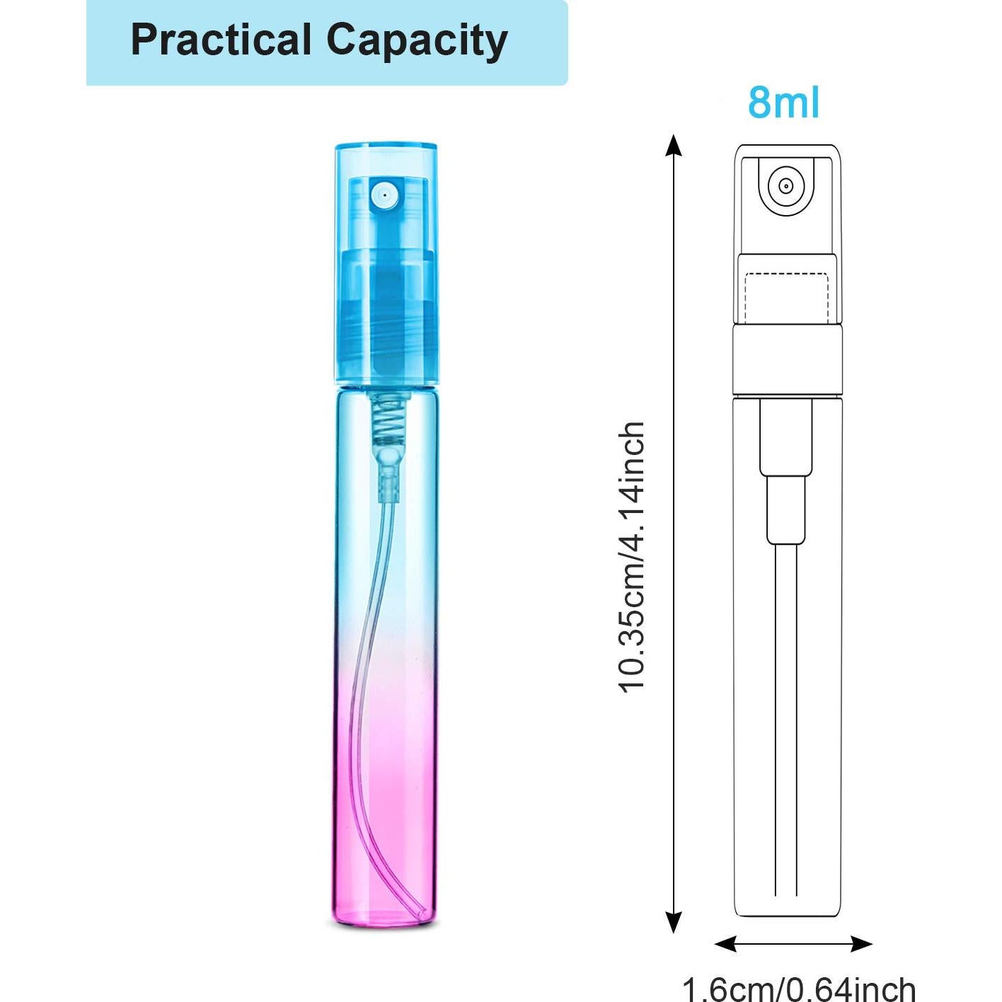 18 Mini Botellas de Spray de Vidrio 8 ml Patelai - Colores Gradientes