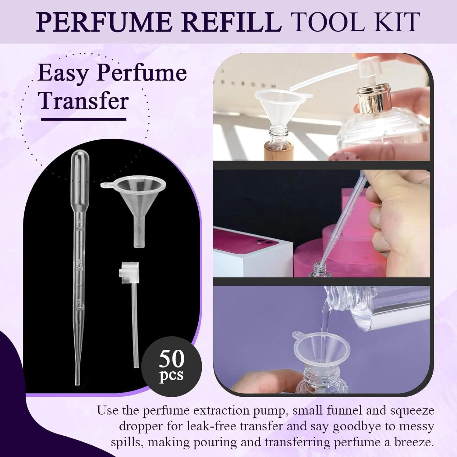 Kit de Recarga de Perfume ChaserRoad 50 Piezas - Embudos y Cuentagotas