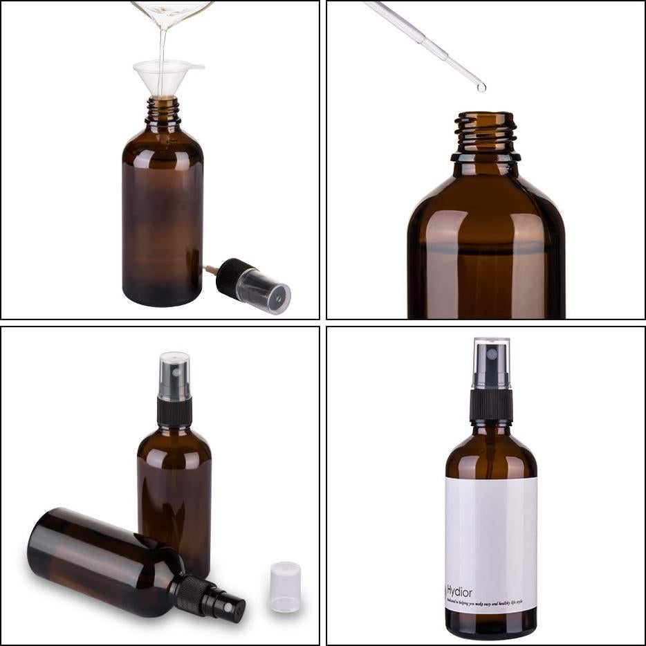 Botellas de Spray de Vidrio Ámbar Hydior 4oz Paquete de 2