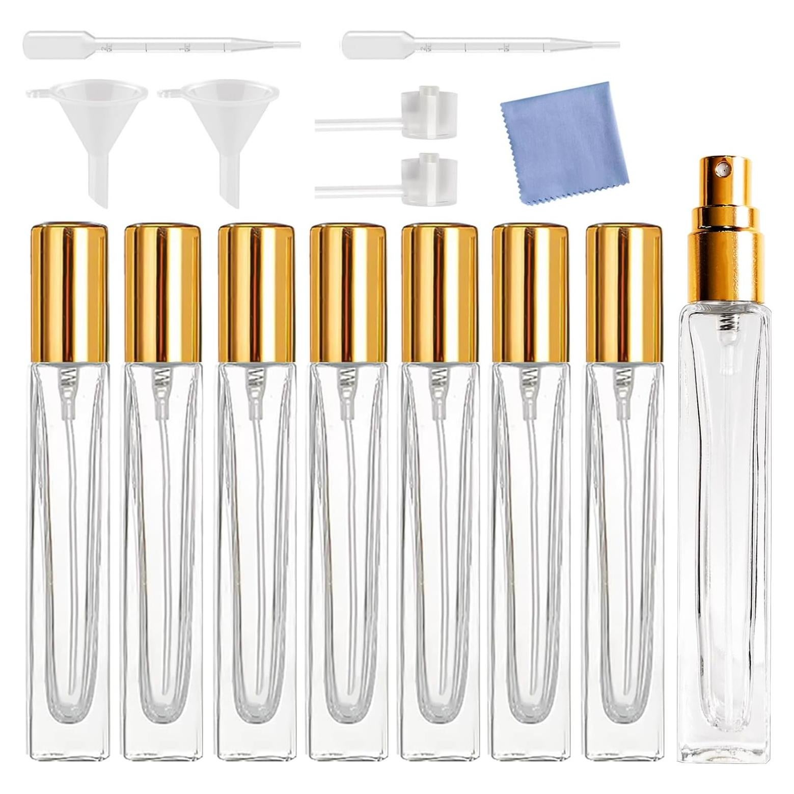 8 Botellas de Spray de Vidrio AGENIZ 10ml Reutilizables Oro